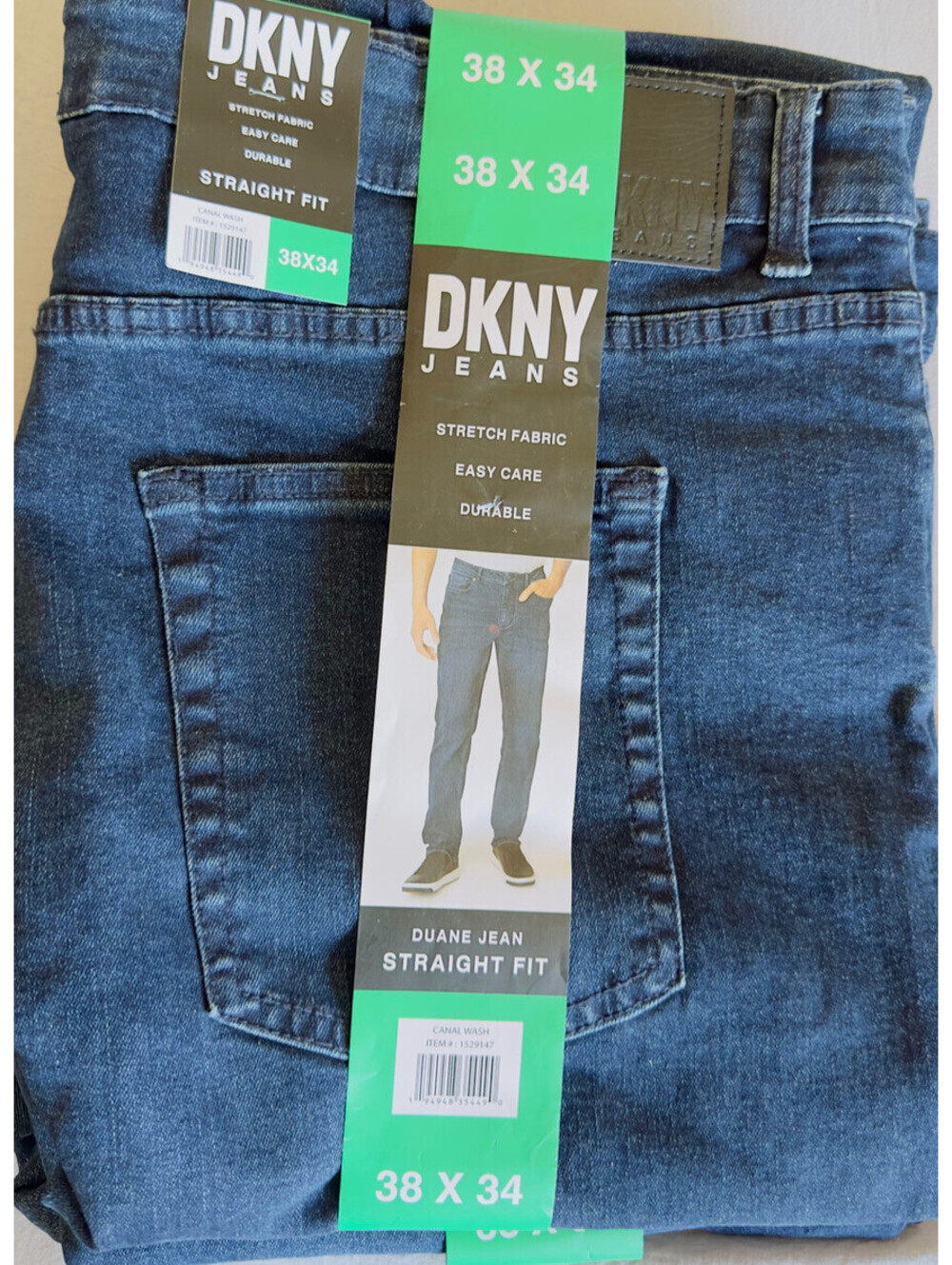 DKNY Men’s Jeans - 38*34- Straight Fit - Canal Wash - Stretch Fabric